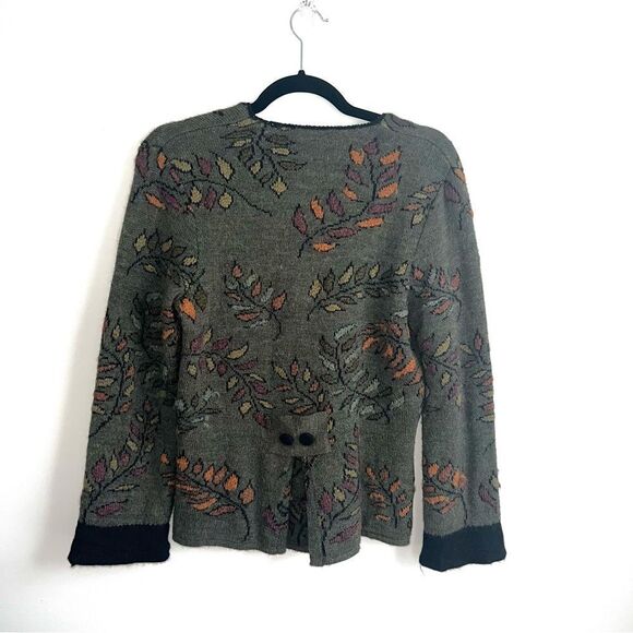 Peruvian Link Alpaca Green Floral Boho Cardigan Sweater M - Picture 5 of 9